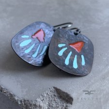 Kolczyki Geometric Flowers - Red & Mint