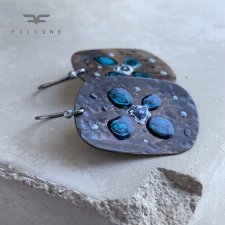 Kolczyki Geometric Flower - Dark & Speckled