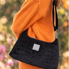 Welurowa mini torebka slouchy Krokodyl