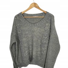 UNITS sweter damski luźny szary srebrna nić 44 XXL