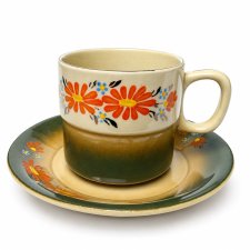Filiżanka Tułowice ręcznie malowana PRL Vintage Kwiaty retro (1/3)