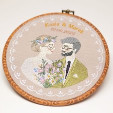 Ślubna, indywidualna dedykacja, haft w oprawie vintage