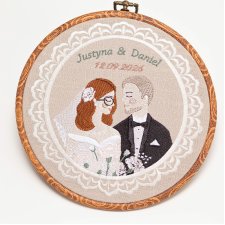Ślubna, indywidualna dedykacja, haft w oprawie vintage