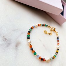 Bransoletka mix kamieni naturalnych kolorowa perły