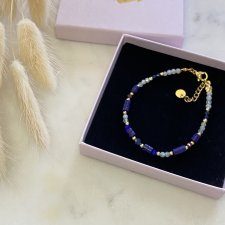 Bransoletka lapis lazuli amazonit szafir