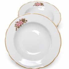 Talerze głębokie Korosteń ZSRR porcelana vintage kwiaty PRL retro lata 60