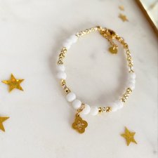 Bransoletka kamienie naturalne jadeit biała