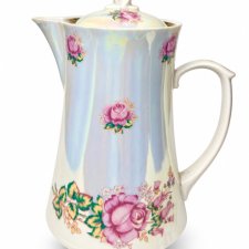 Dzbanek PRL Korosteń ZSRR porcelanowy opalizujący perłowa róże Vintage Retro home