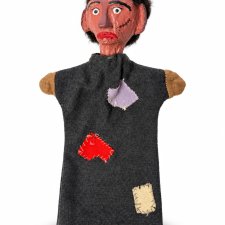 Pacynka teatralna Ręcznie wykonana papier-mache Vintage folk art brut Teatr lalkowy