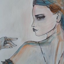 " Zamyślona " technika mieszana - a4