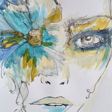 "  Spojrzenie " technika mieszana - a4