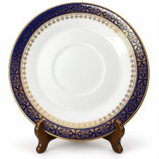 Talerzyk Haas & Czjzek Schlaggenwald stary podstawek porcelana kobalt złocenia 1900 r