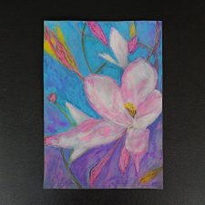 Magnolia - akwarela i pastela sucha A4