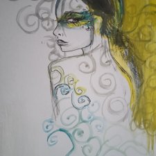 "  W masce " technika mieszana - a4