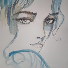 "  Niebieskooka " technika mieszana - a4