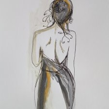 "  W czarnej sukni " technika mieszana - a4
