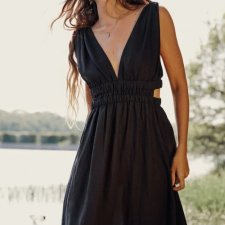 ZARA -SUKIENKA Z WYCIĘCIAMI - LEN - S