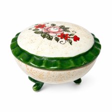 Puzderko szkatułka Japonia ceramika malowane kwiaty Vintage Japan Retro