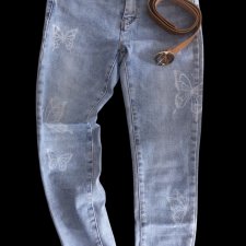 M.Sara - jeansy skinny,motylki rozm. M