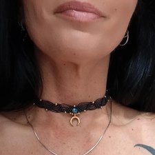 Czarny choker z jaspisem cesarskim