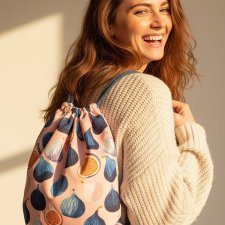 Plecak worek z weluru w figi – unikatowy plecak handmade