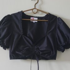 Czarna bluzka w alpejskim stylu trachten dirndl S/M