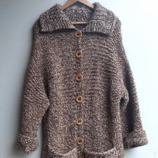 Kardigan/Płaszcz handmade vintage wełna