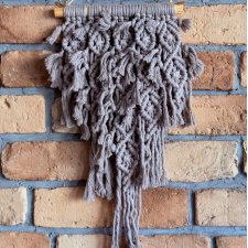 Makrama Ścienna Boho 21x42 cm – Rękodzieło Szary / Taupe