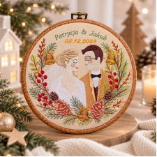 Ślubna, indywidualna dedykacja, haft w oprawie vintage