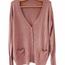 Kardigan wiskoza zapinany sweter przydymiony róż 44 Atmosphere