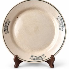 Talerz ceramiczny stary Włocławek PRL zielony dekor kwiatowy lata 60
