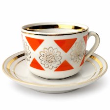 Filiżanka ze spodkiem Kuźiajew USSR vintage lata 70-80 Złocenia Retro (2/4)