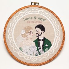 Personalizowana pamiątka ślubna, haft w oprawie vintage
