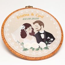 Personalizowana pamiątka ślubna, haft w oprawie vintage