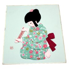 AYATORI JAPONKA oryginalny stary obrazek  3d hand made JAPAN