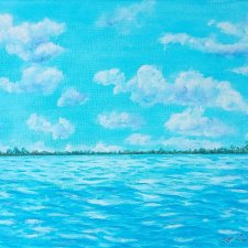 NADMORSKI PEJZAŻ MALOWANY NA PŁÓTNIE - "LAZUROWY SPOKÓJ" 30x40cm
