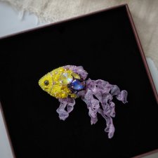 3D broszka rybka, Unikatowa broszka na prezent, Artystyczna biżuteria