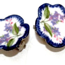 PIĘKNE ceramiczne klipsy kwiatuszki