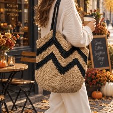 Ręcznie wykonana torba z naturalnego jutuwogo sznurka w stylu boho