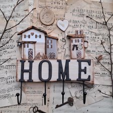 Vintage wieszak z napisem HOME