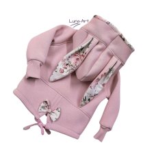 Bluza rozpinana z uszami, kwiatki róż r.68/74 wyprzedaż