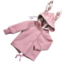 Bluza rozpinana z uszami, kwiatki róż r. 92/98 wyprzedaż