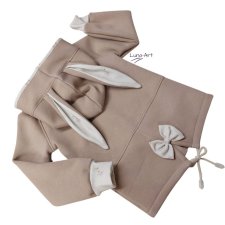 Bluza rozpinana z uszami, beż kwiatki  r. 68/74 wyprzedaż