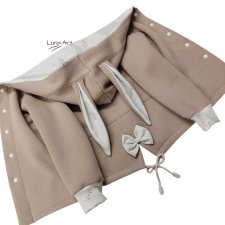Bluza rozpinana z uszami, beż kwiatki  r. 116/122 wyprzedaż