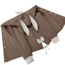 Bluza rozpinana z uszami, ciemny beż kwiatki  r. 128/134 wyprzedaż