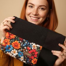 Unikatowa patchworkowa kosmetyczka podróżna no waste kwiaty