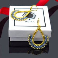 Kolczyki Damskie Ażurowe Łezki Niebieskie Koraliki Toho Zapięcie Angielskie | Monaco Blue