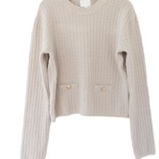 Krótki sweter beżowy bawełna wiskoza H&M S