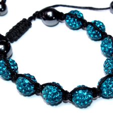BROKATOWE  KULKI turkusowa bransoletka shamballa