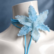 Niebieska orchidea naszyjnik choker z koralików